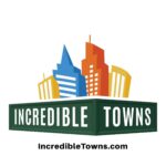 Yellow Blue Red and Green Skyline logo for Incredible Towns Networking Group