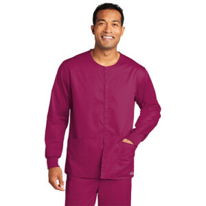 Model Wine Wink® Unisex WorkFlex Snap-Front Scrub Jacket - WW3080